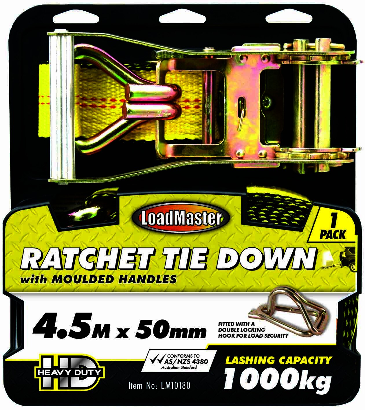 1PC 50MM X 4.5M 1000KG RATCHET STRAP