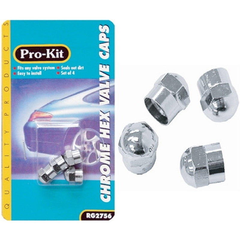 VALVE CAPS, 4PCE CHROME