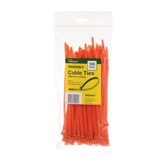 200X 4.8MM ORANGE CABLE TIE