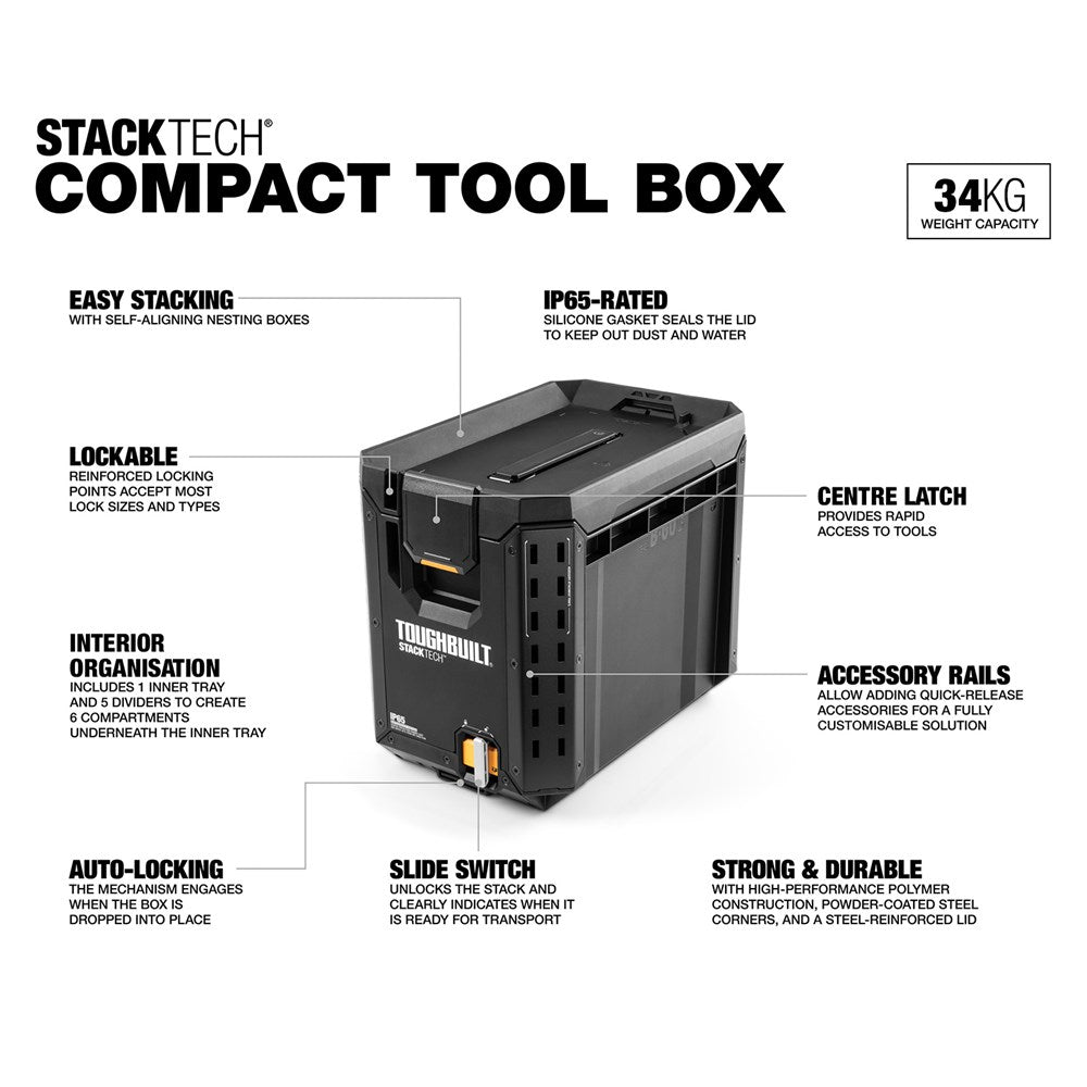 Stacktech Accessory Rails Tool Box TOUGHBUILT-STACKTECH COMPACT TOOL BOX – Davies Automotive & Industrial