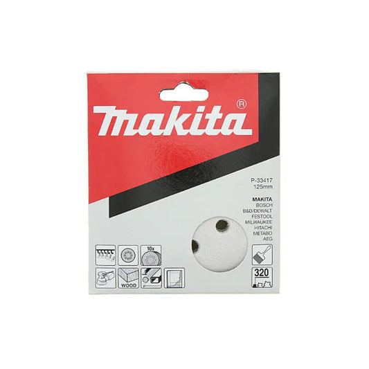 Makita 10 Pack 320 125mm (5'') Velcro Sanding Abrasive Disc