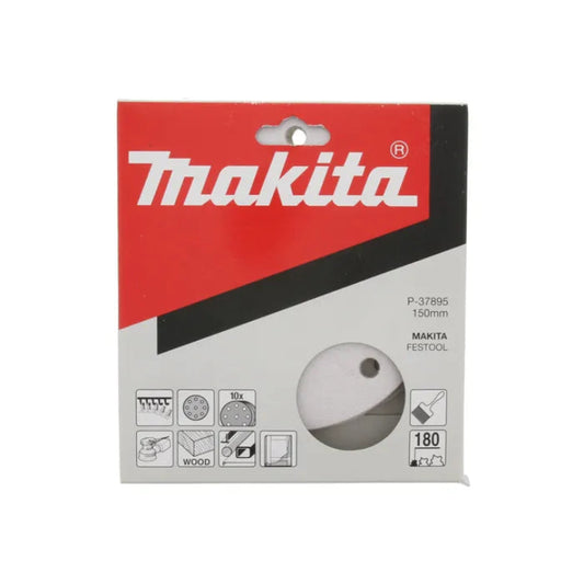 Makita 10 Pack 180G 125mm (5'') Velcro Sanding Abrasive Disc