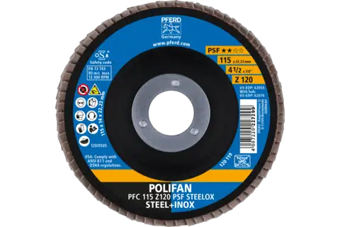 Pferd Pfc 125 Z 120 Psf 125Mm 120Grit Polifan Zirconia Flap Disc