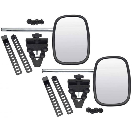 MIRROR- 2PC TOWING MEDIUM CLIP ON WITH 390MM LONG ARM, FLAT LENS